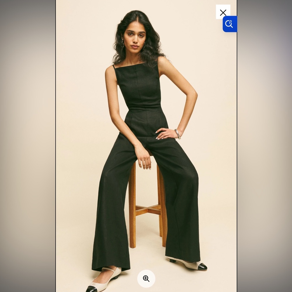 Reformation Petites Ciara Linen Jumpsuit Black - Size 4P - Picture 2 of 4